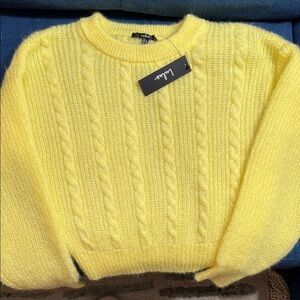 Lulus Cable Knit Sweater - Yellow